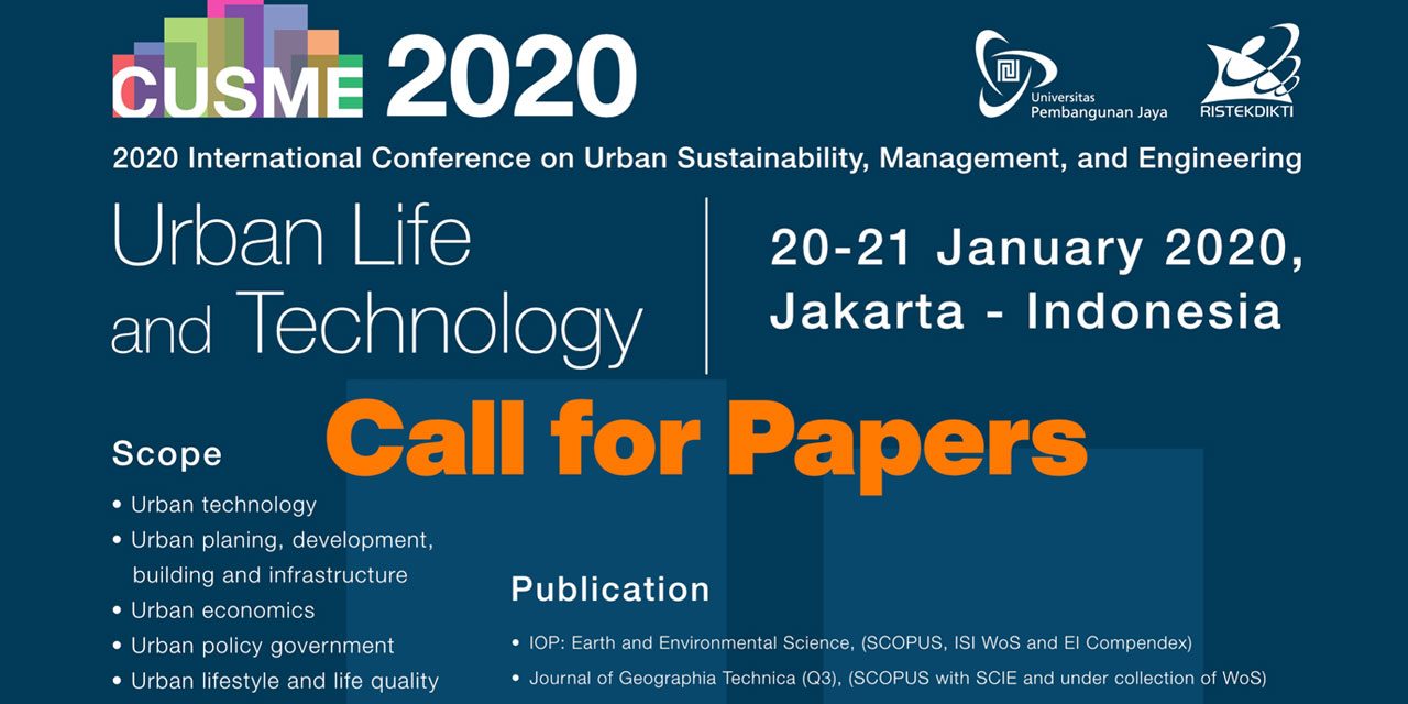 CUSME 2020; Urban Life and Technology – Call for Papers